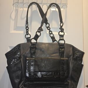 SimlyVera Elegant Black Leather Tote Bag